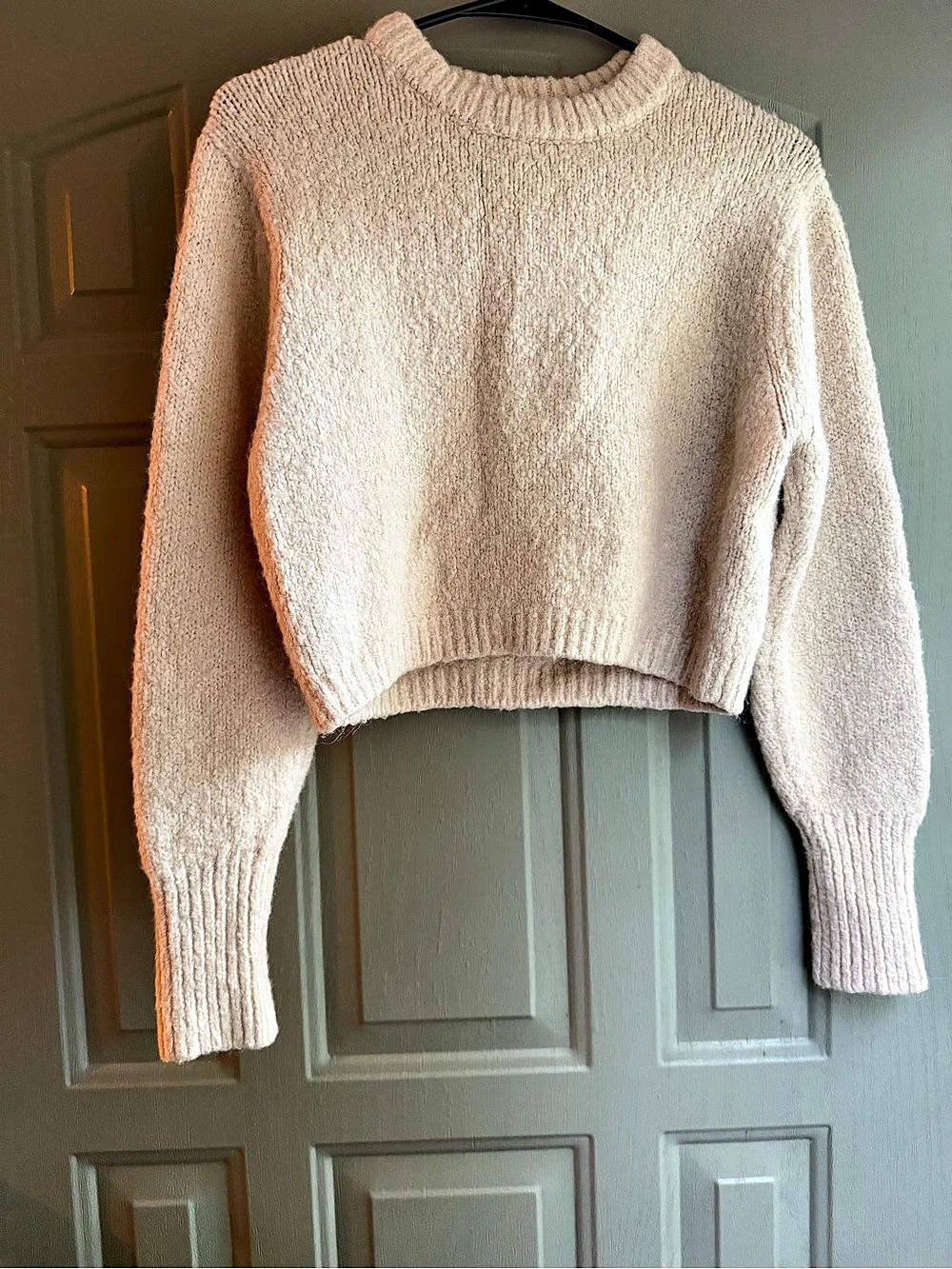 Cropped Crewneck Sweater in Pink Like New